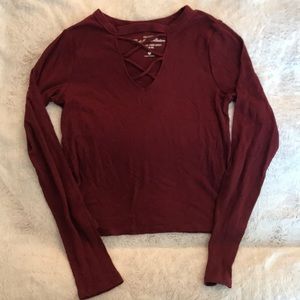 Maroon long sleeve Hollister top